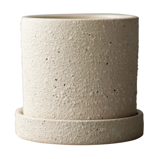 Grow pot Ø10 cm with saucer - Cream structure - DBKD