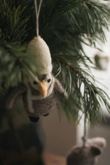 Hanging penguin decoration hanger - Beige-white - DBKD