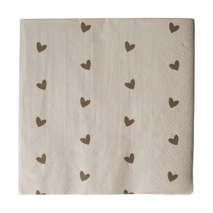 Heart paper napkin 33x33 cm 20-pack - Brown-beige - DBKD