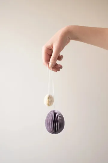 Ovoid paper Easter decoration small 4 cm - White - DBKD