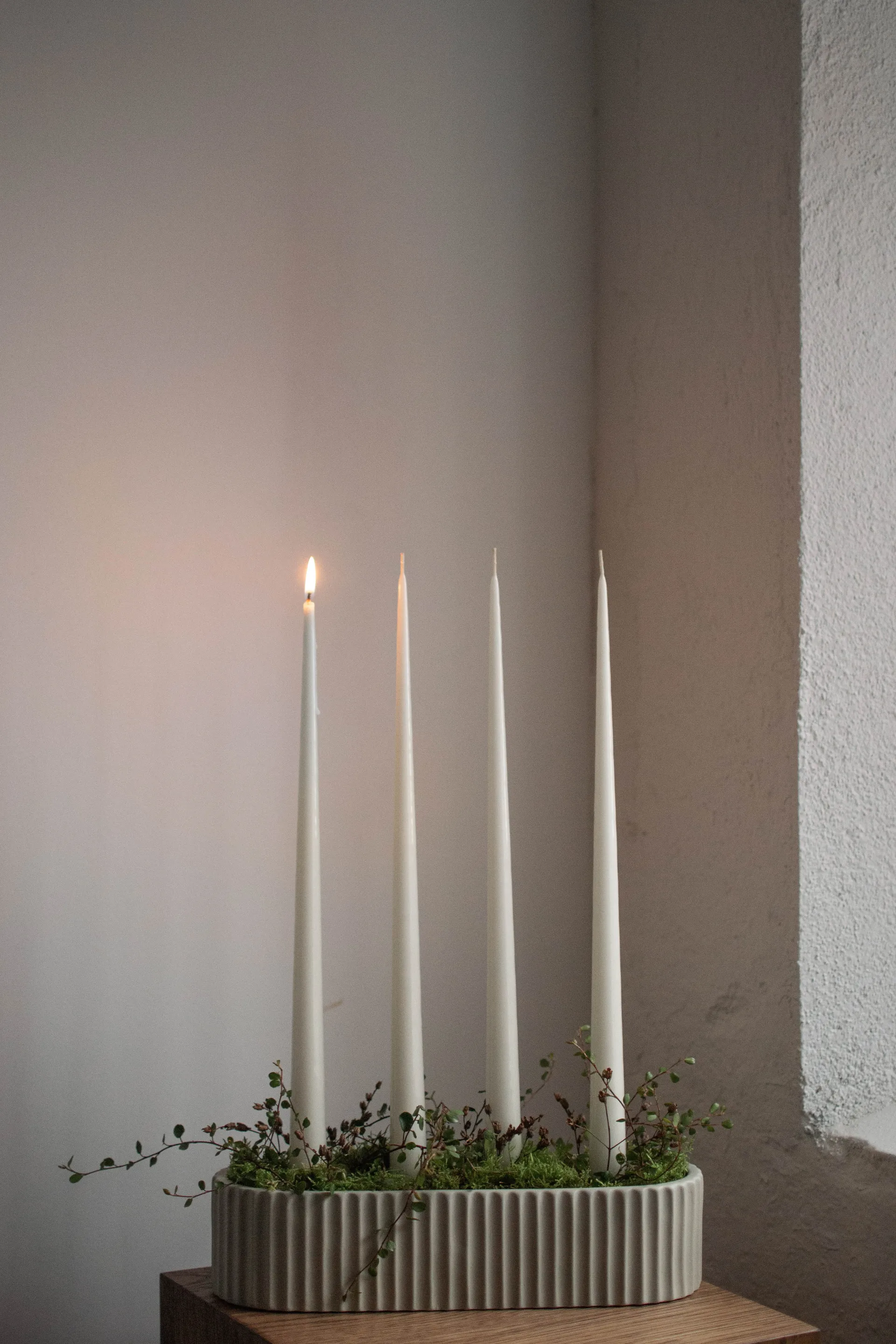 Stripe advent candle 30 cm, Sandy mole DBKD