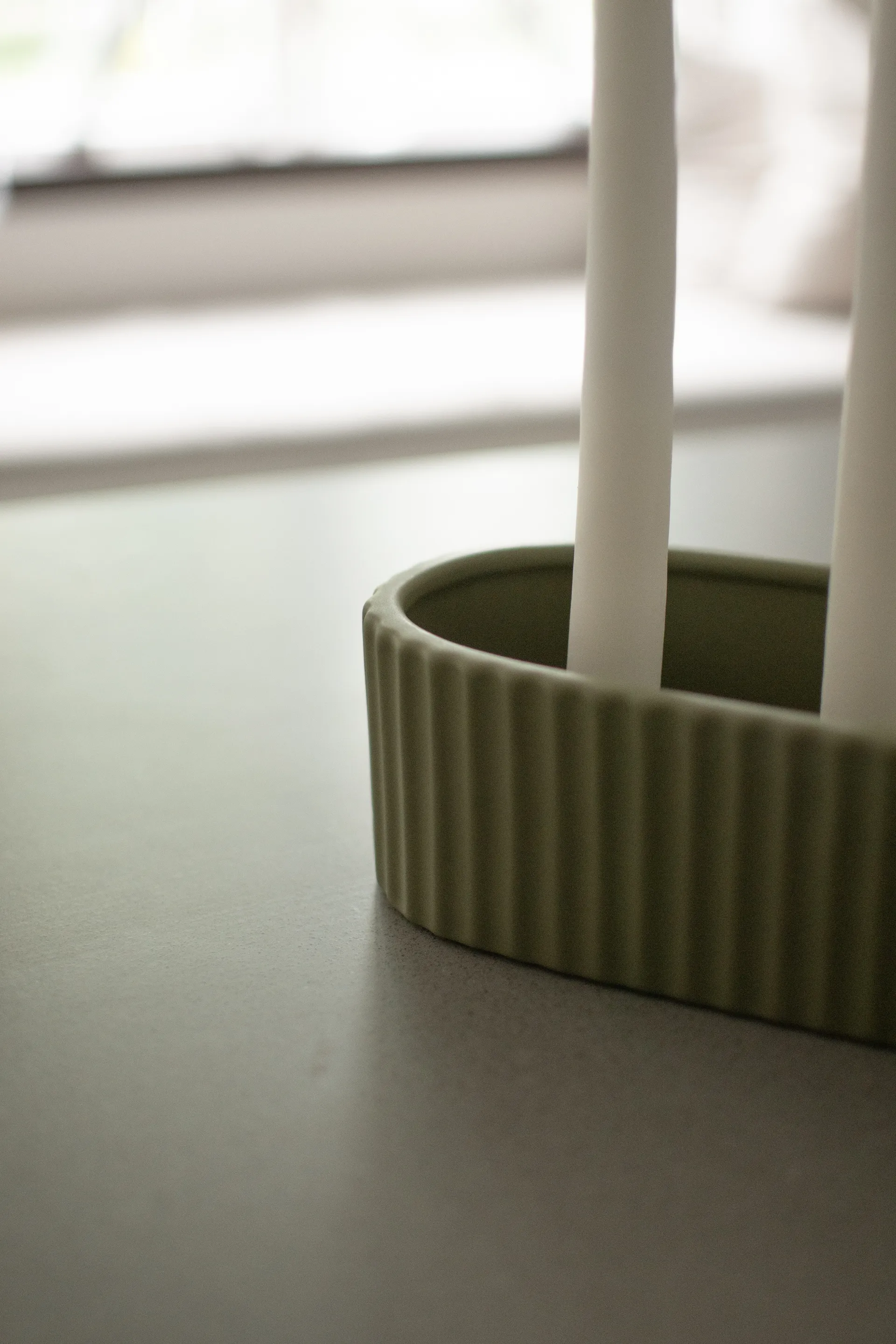 Stripe candle holder 30 cm, Green DBKD