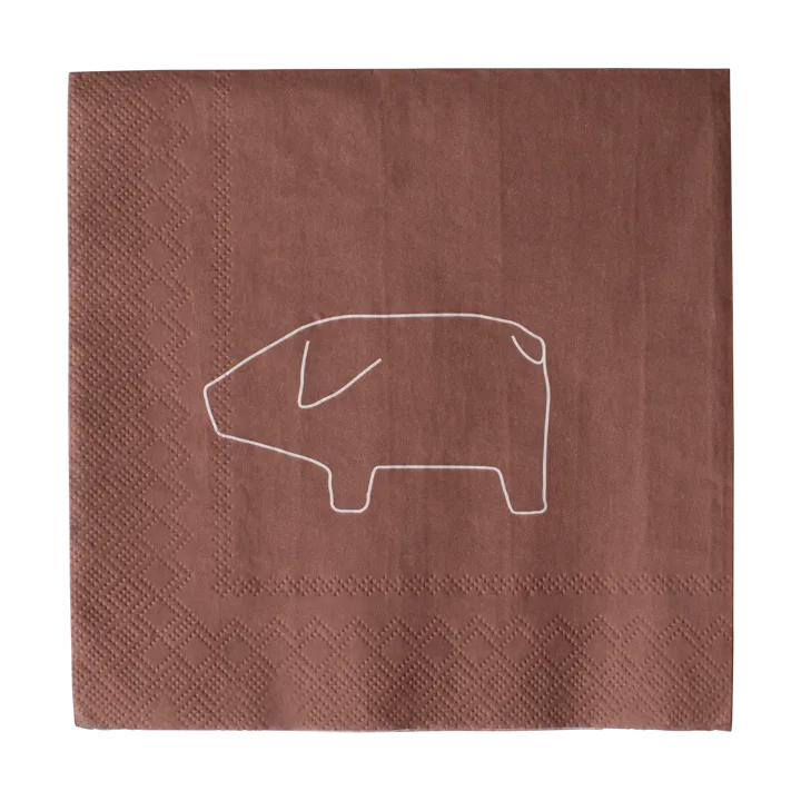 Swedish pig paper napkin 33x33 cm 20-pack - Red - DBKD