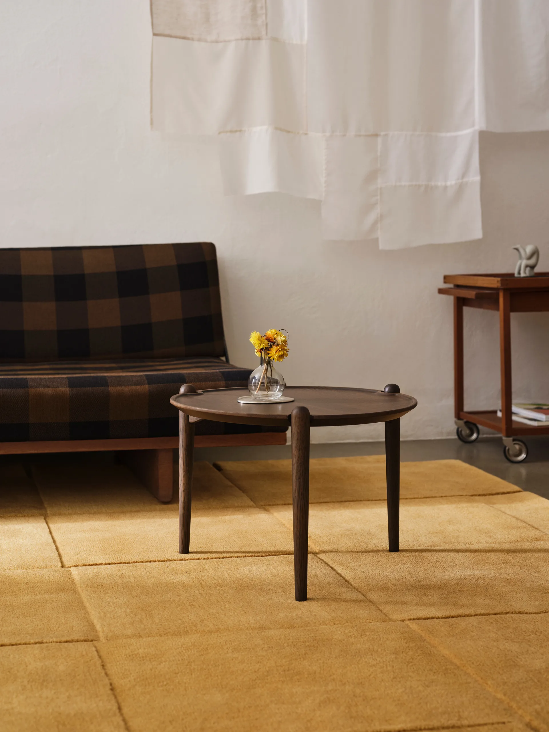 Basket rug yellow ochre, 180x180 cm Design House Stockholm