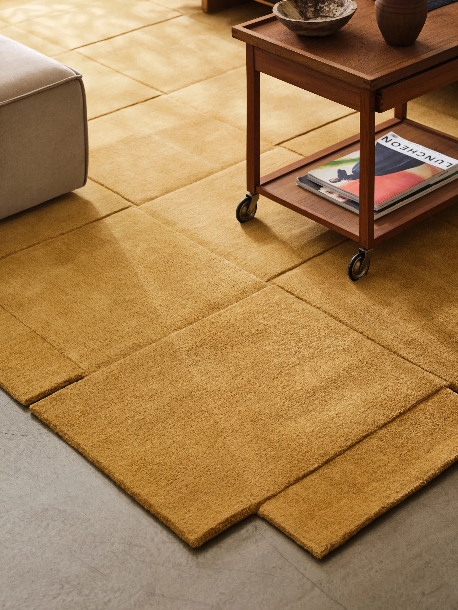 Basket rug yellow ochre, 180x180 cm Design House Stockholm