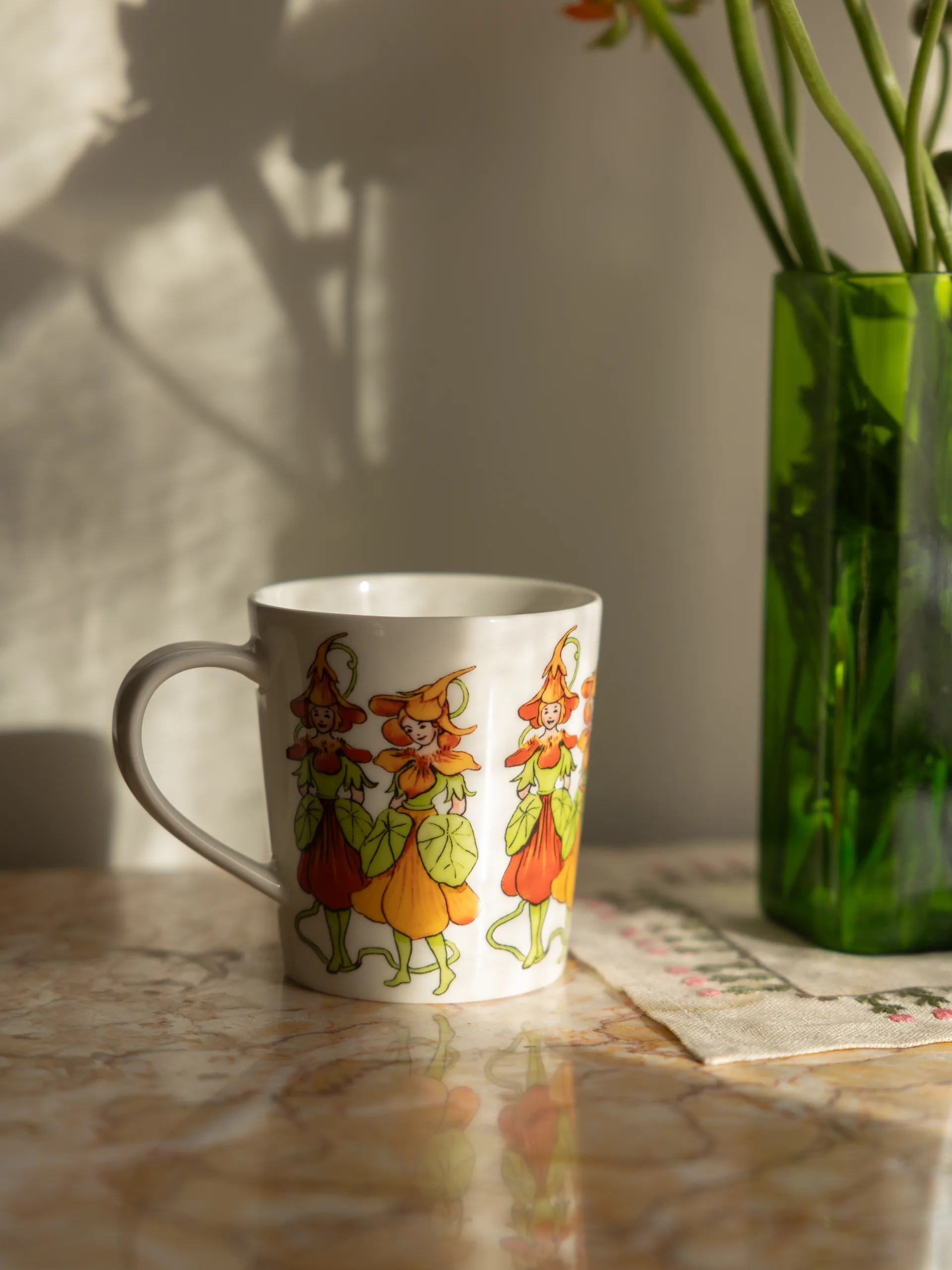 Nasturtium mug with handle 40 cl, White Design House Stockholm