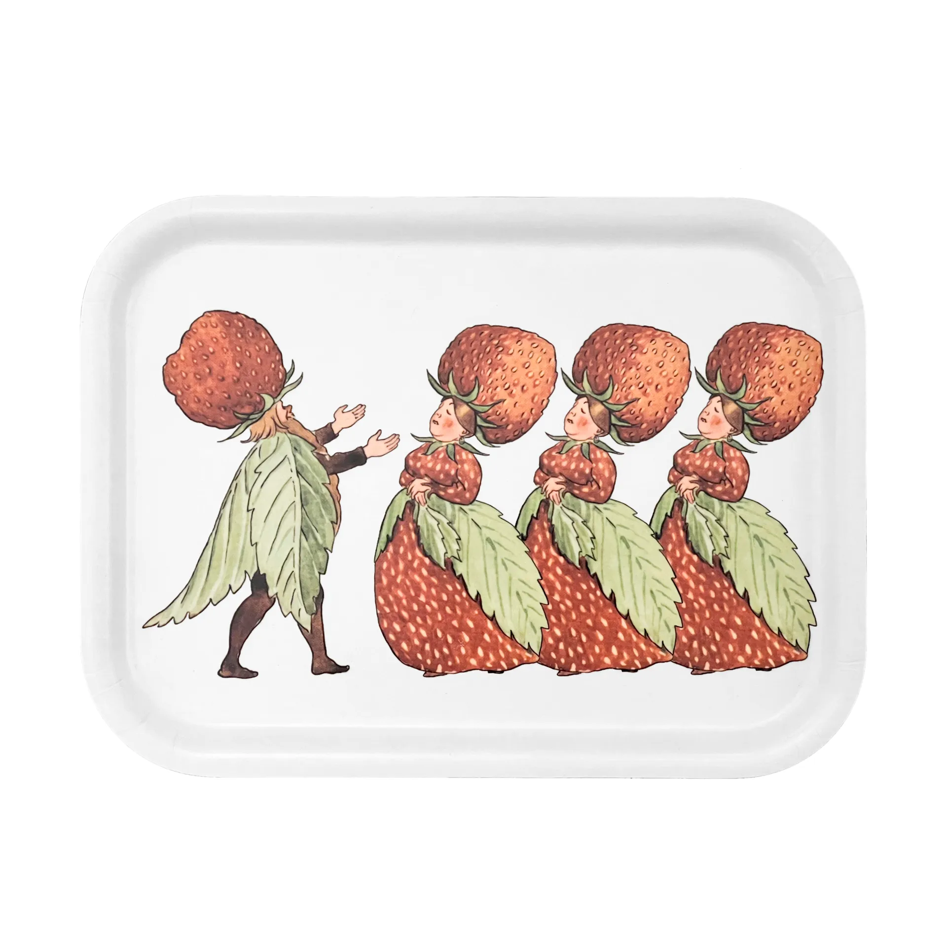The Strawberry Family tray 20x27 cm, White Design House Stockholm