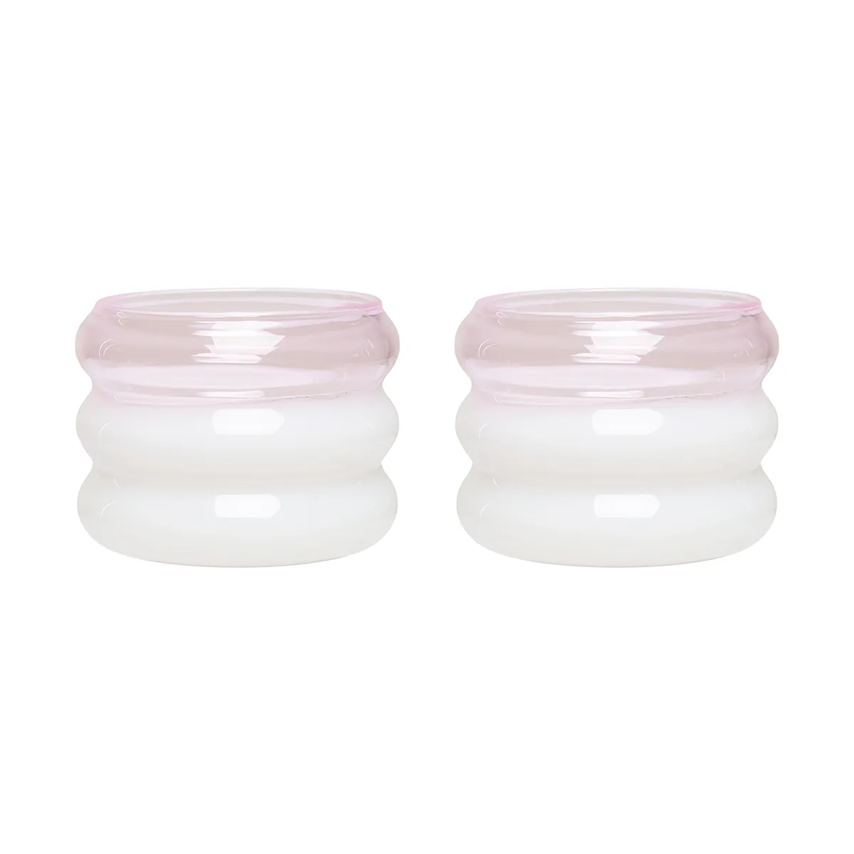 Bubble tealight holder Ø5,6 cm 2 pack, Milky white-pink Design Letters