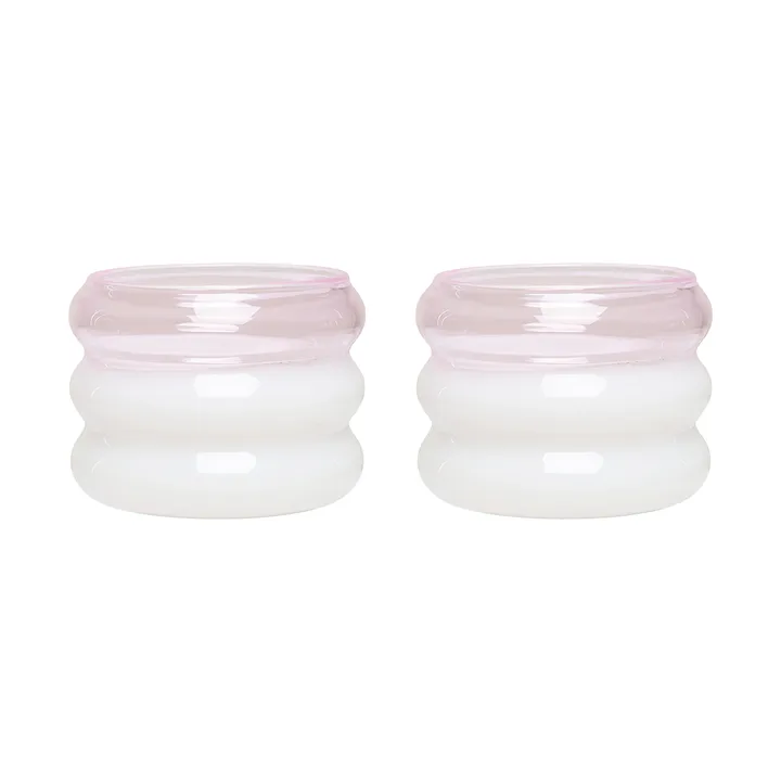 Bubble tealight holder Ø5,6 cm 2 pack - Milky white-pink - Design Letters