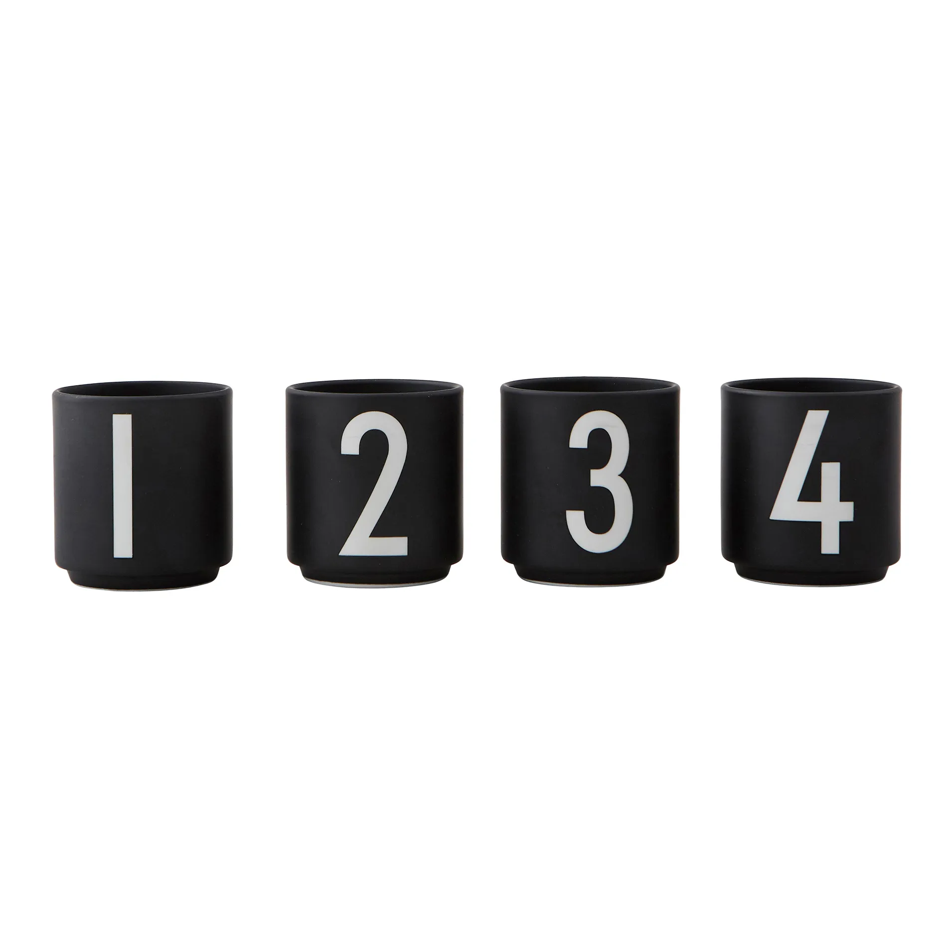 Design Letters espresso cup 4-pack black, Black Design Letters
