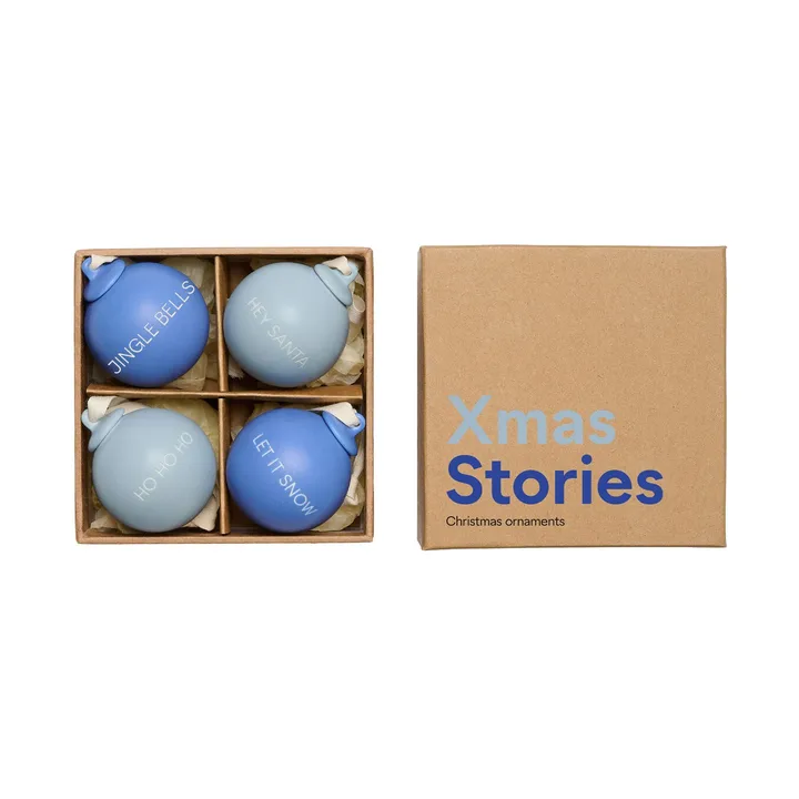 XMAS Stories christmas bauble Ø4 cm 4 parts - Cobalt blue-light blue - Design Letters
