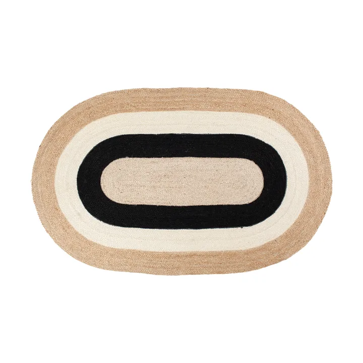 Elin striped oval jute rug 92x150 cm - Black - Dixie