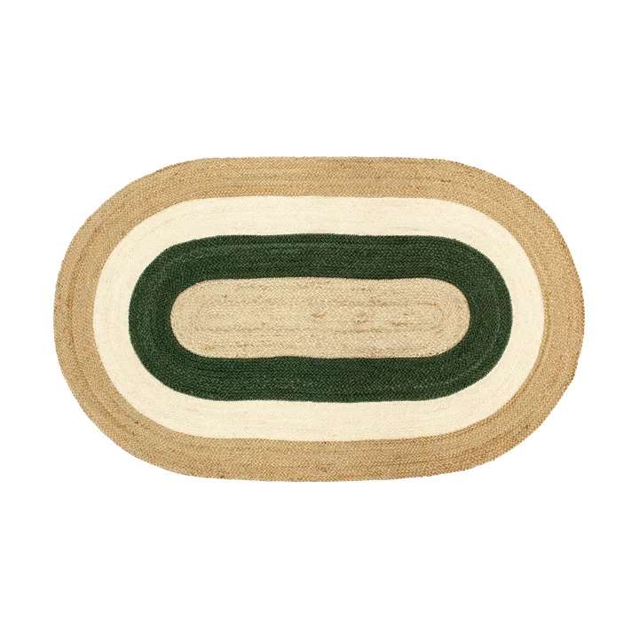 Elin striped oval jute rug 92x150 cm - Green - Dixie