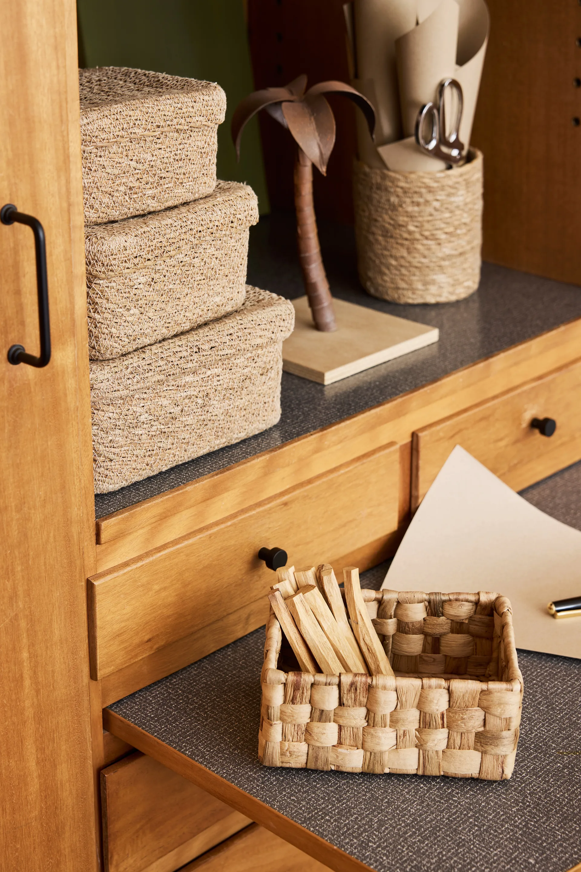 Emil square basket with lid 3-piece, Natural Dixie