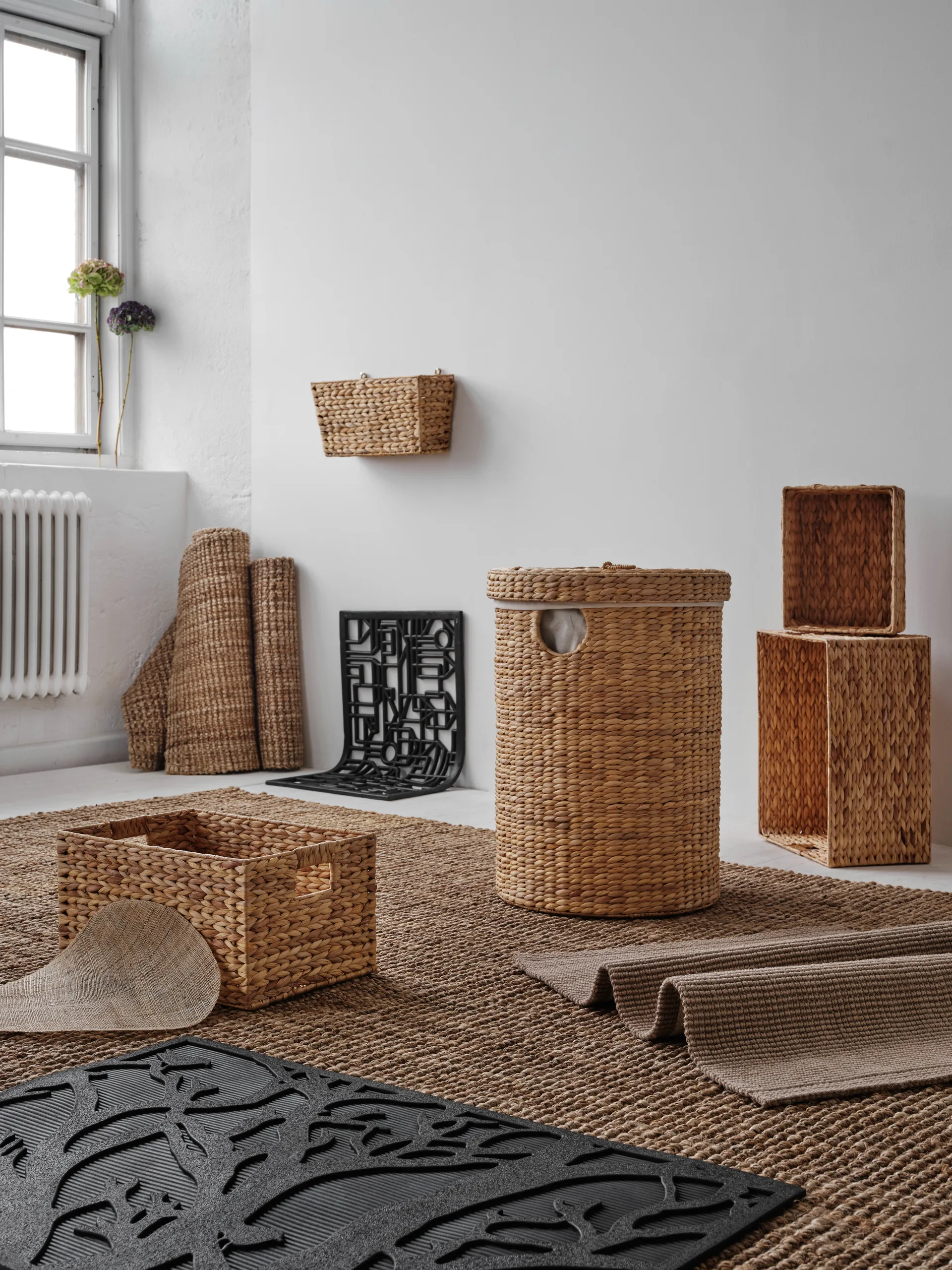 Lily laundry basket round 2-piece set, Natural Dixie
