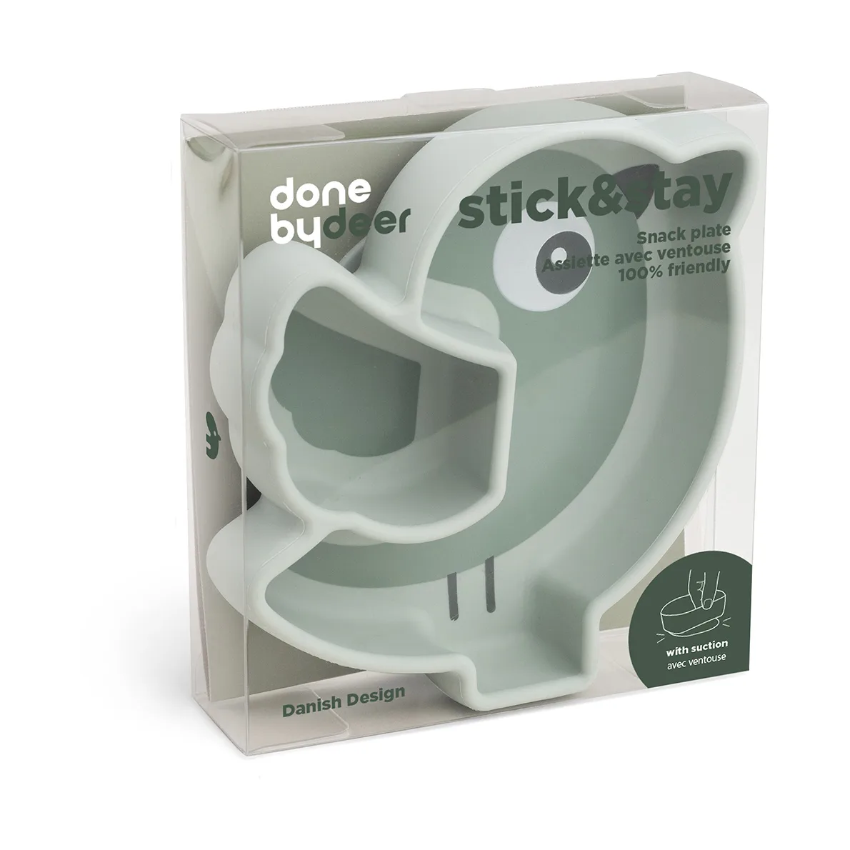 Birdee Stick&Stay children's plate Ø12 cm, Green Done by deer