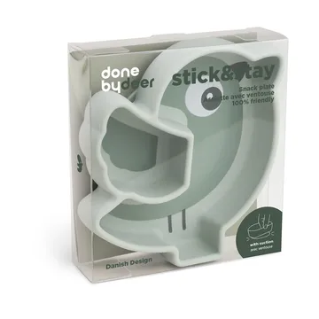 Birdee Stick&Stay children's plate Ø12 cm - Green - Done by deer