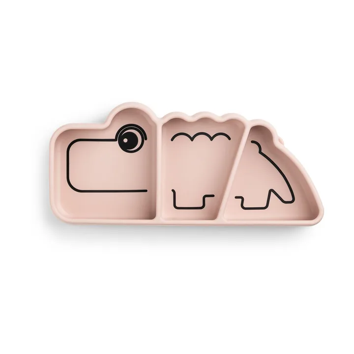 Croco Stick&Stay children's plate 9x21 cm - Powder - Done by deer