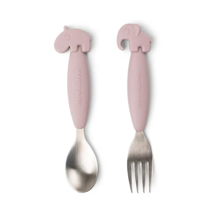 Deer Friends Easy-grip cutlery set 2 pieces - Powder - Done by deer