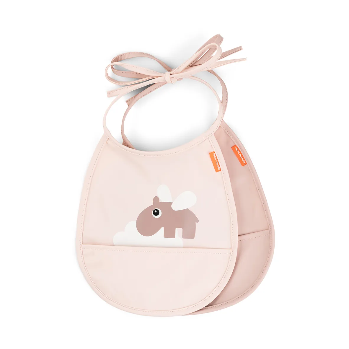 Happy Clouds Tiny bib 2-pack, Powder Done by deer