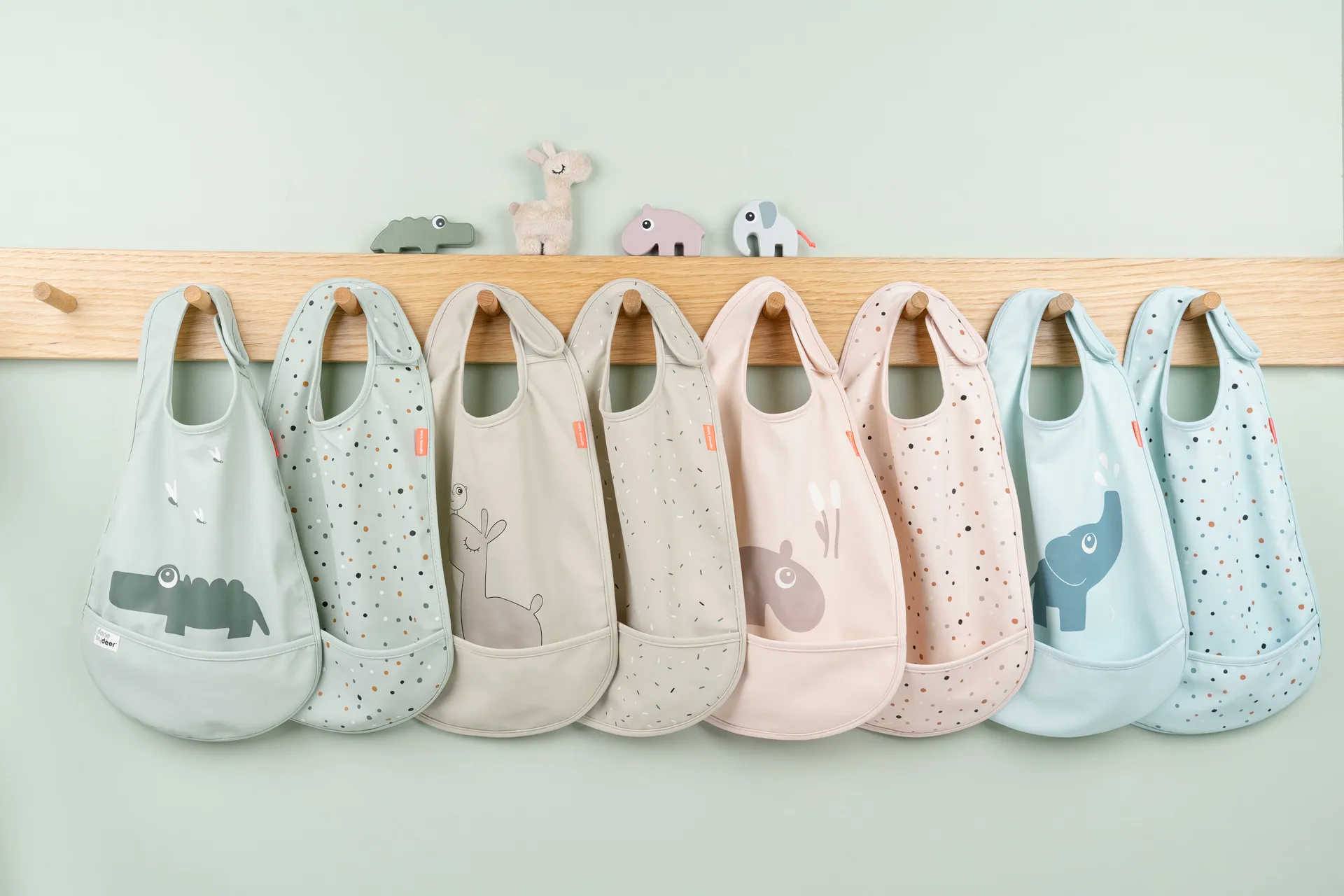 Ozzo bibs with Velcro 2-pack, Powder Done by deer