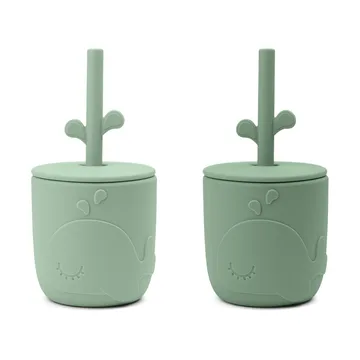 Wally mug with peekaboo straw 2-pack. - Green - Done by deer