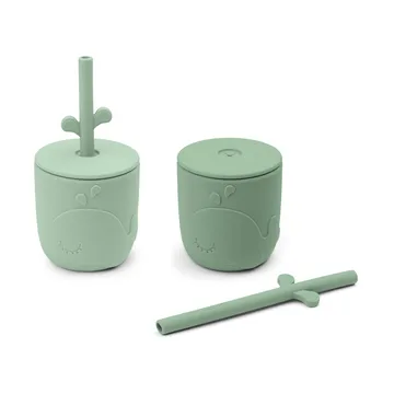 Wally mug with peekaboo straw 2-pack. - Green - Done by deer