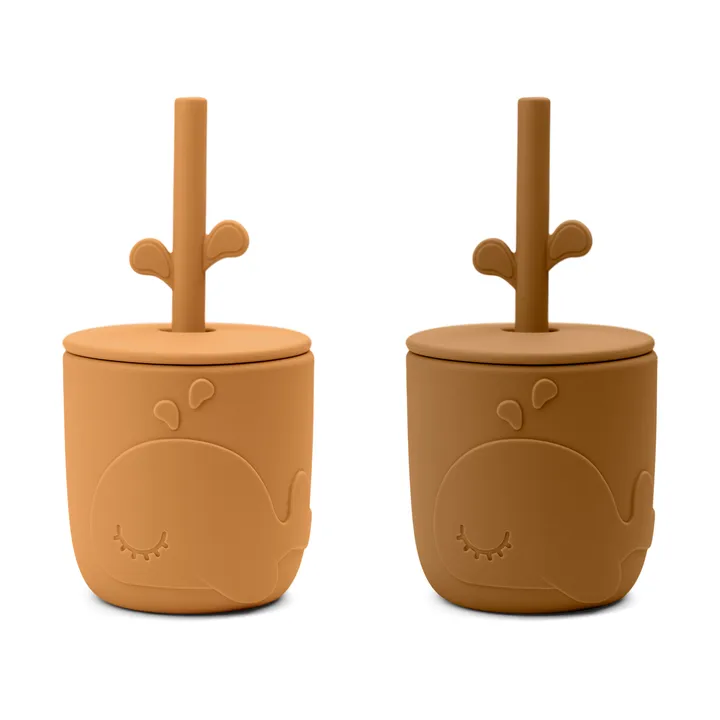 Wally mug with peekaboo straw 2-pack. - Mustard - Done by deer