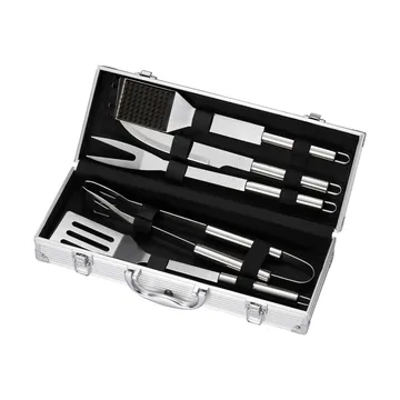 BBQ grill set - Stainless steel, 5-piece, gift box - Dorre