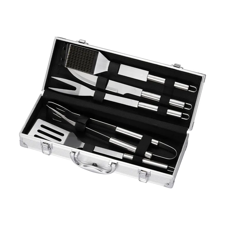 BBQ grill set - Stainless steel, 5-piece, gift box - Dorre