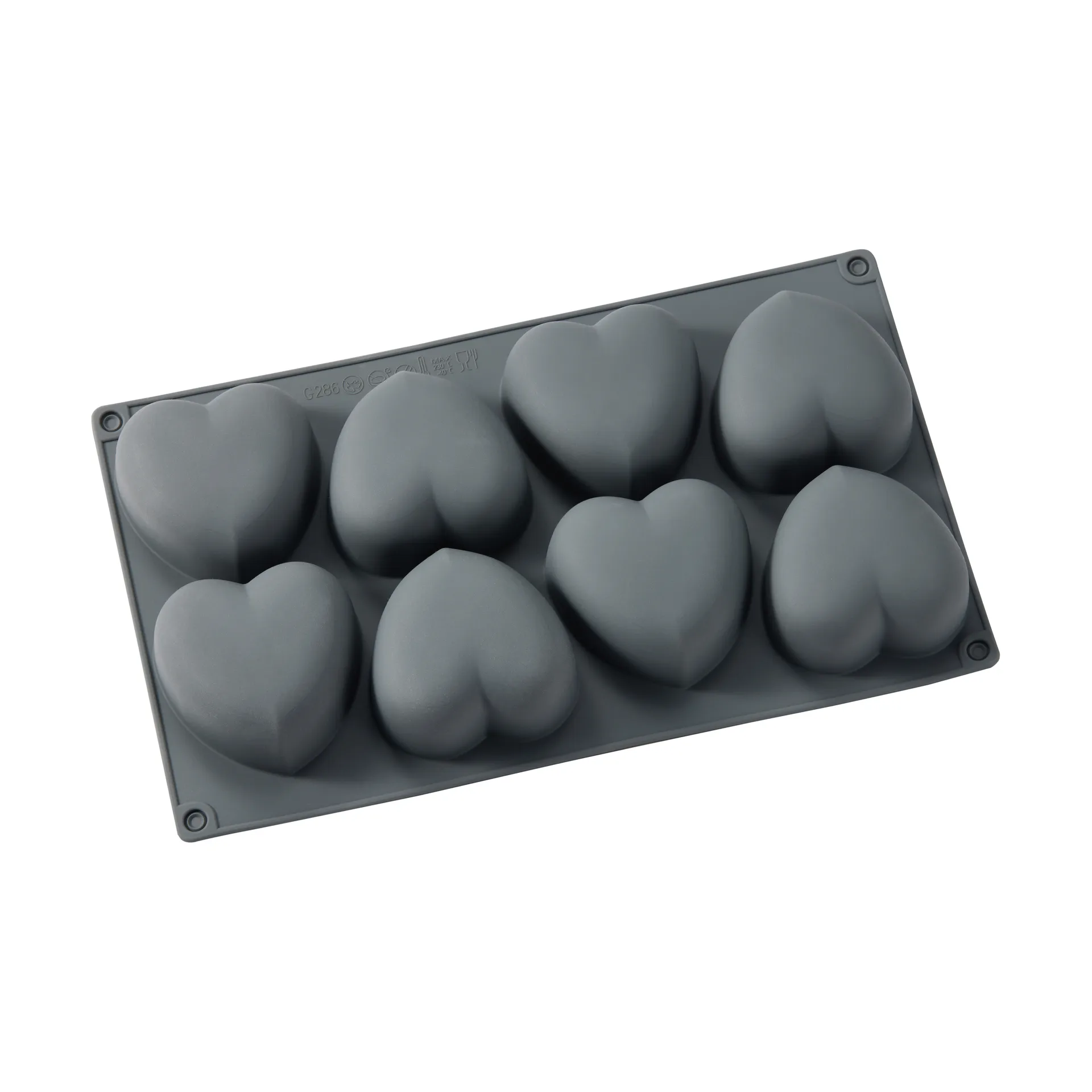 Beck baking tin, Grey, heart, silicone, 8 pcs Dorre