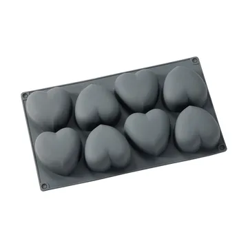 Beck baking tin - Grey, heart, silicone, 8 pcs - Dorre