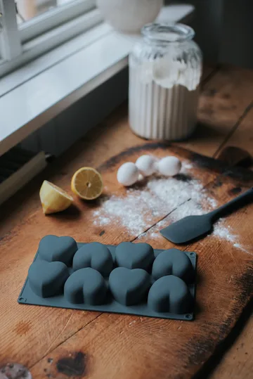 Beck baking tin - Grey, heart, silicone, 8 pcs - Dorre