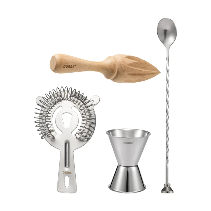 Bobbee bar accessories - Stainless steel, wood, 4 pieces - Dorre