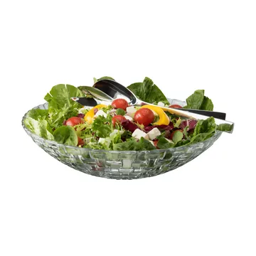 Glitter salad bowl set - Glass-stainless steel, 3 pieces - Dorre