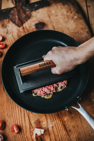 Griffin grill press/steak weight - Cast iron, wooden handle, 20x10 cm - Dorre