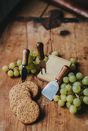 Olva cheese knife set - Acacia wood, stainless steel, 3-piece, 13 cm - Dorre