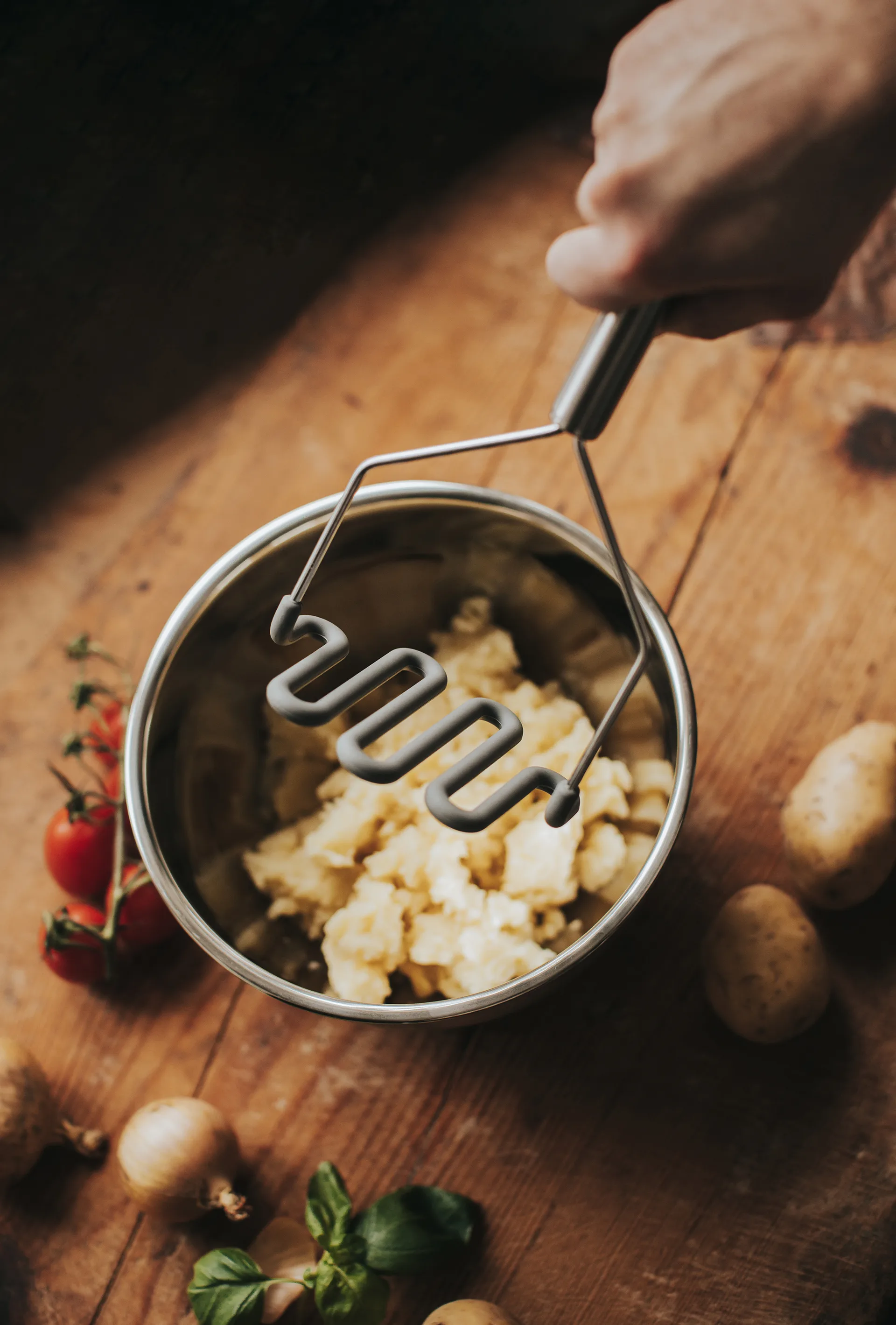Pam potato masher, Stainless steel, silicone, 24x12x9 cm Dorre