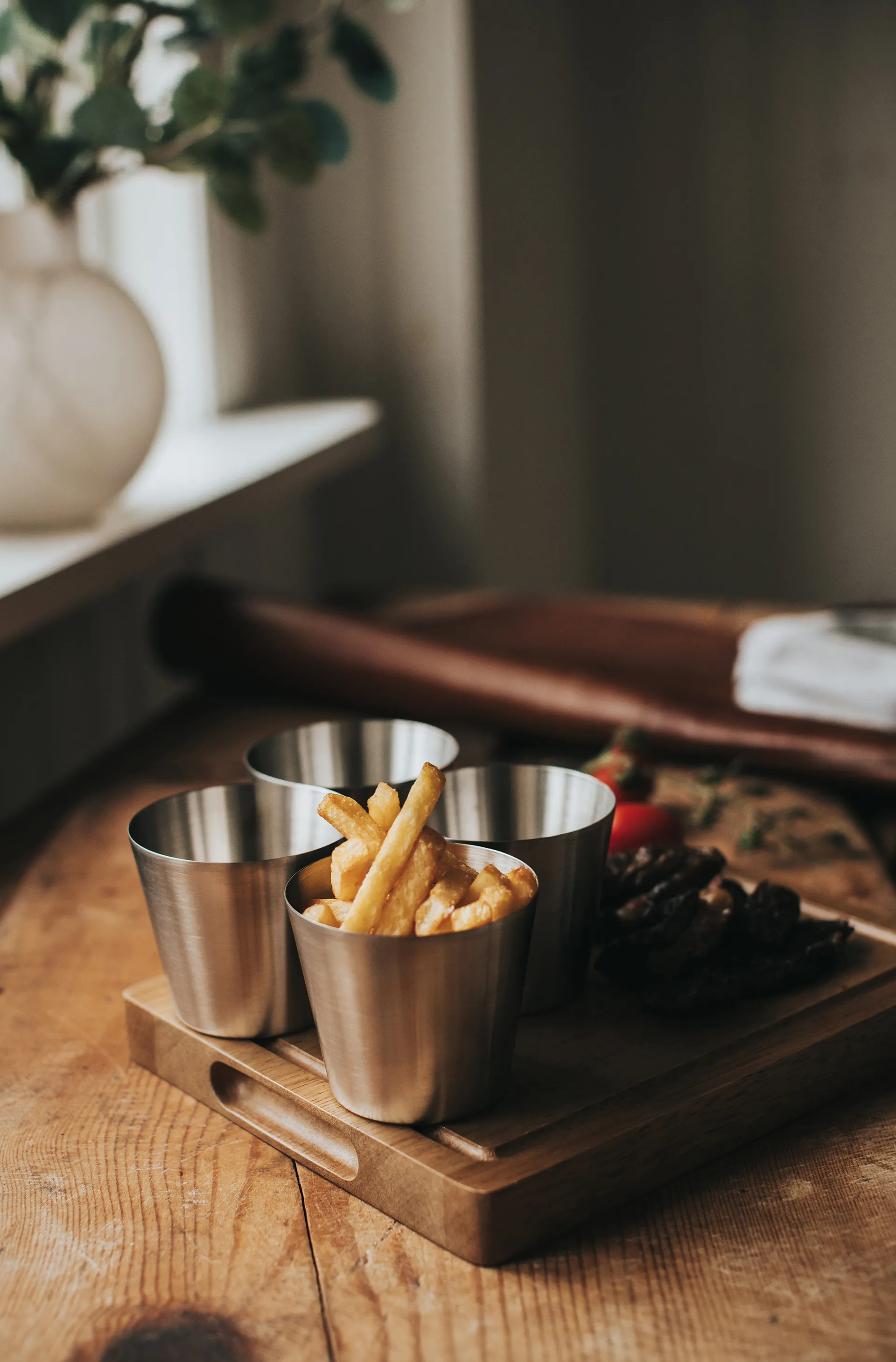 Peg fries/serving cup, Stainless steel, 4-pack, Ø9.5 cm Dorre