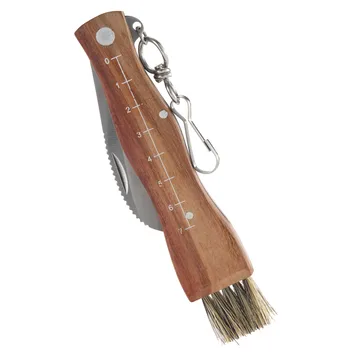 Stuti mushroom knife brown wooden handle with brush 13x2 cm - Stainless steel - Dorre