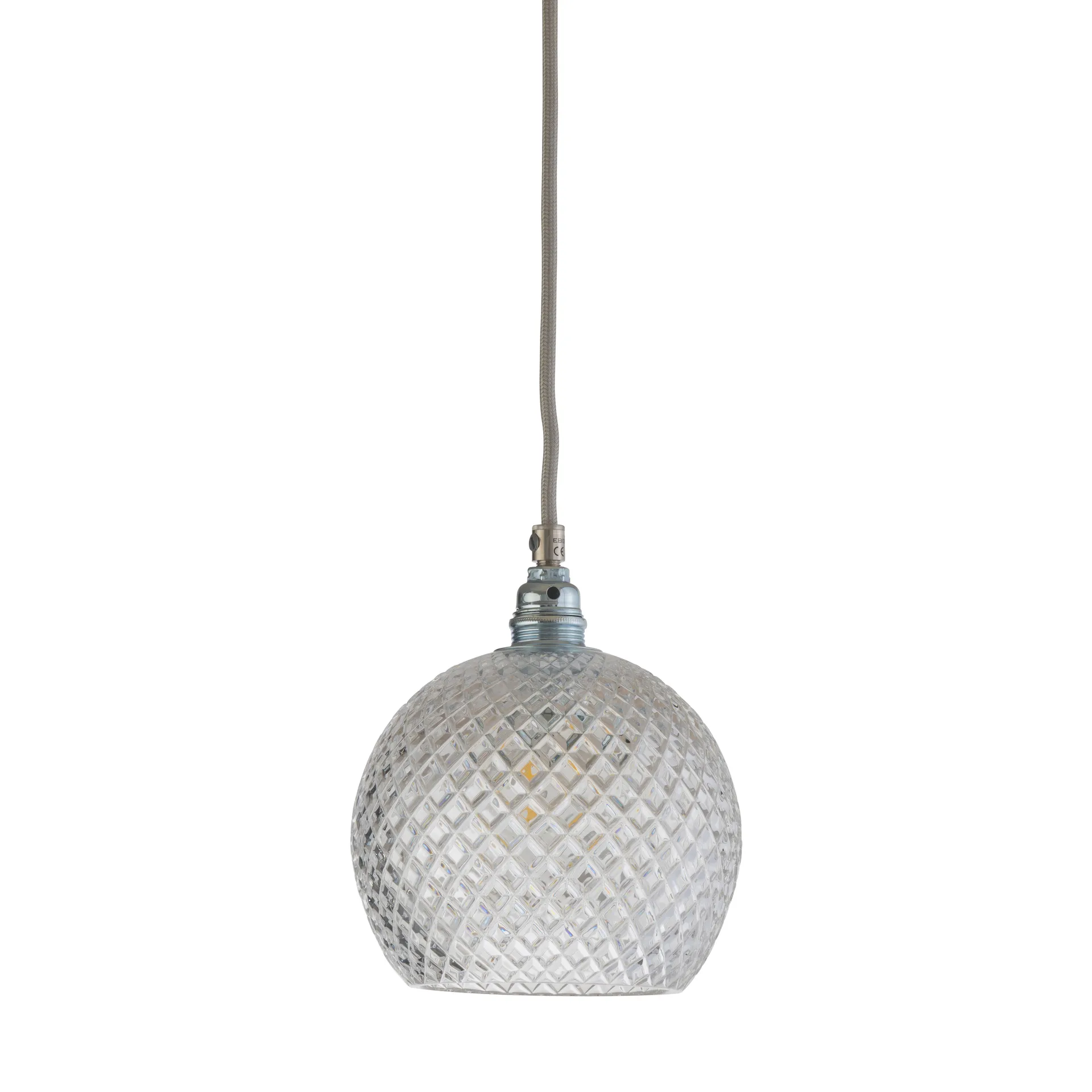 Rowan ceiling lamp Chrystal Ø 15.5 cm, small + silver-coloured cord EBB & FLOW