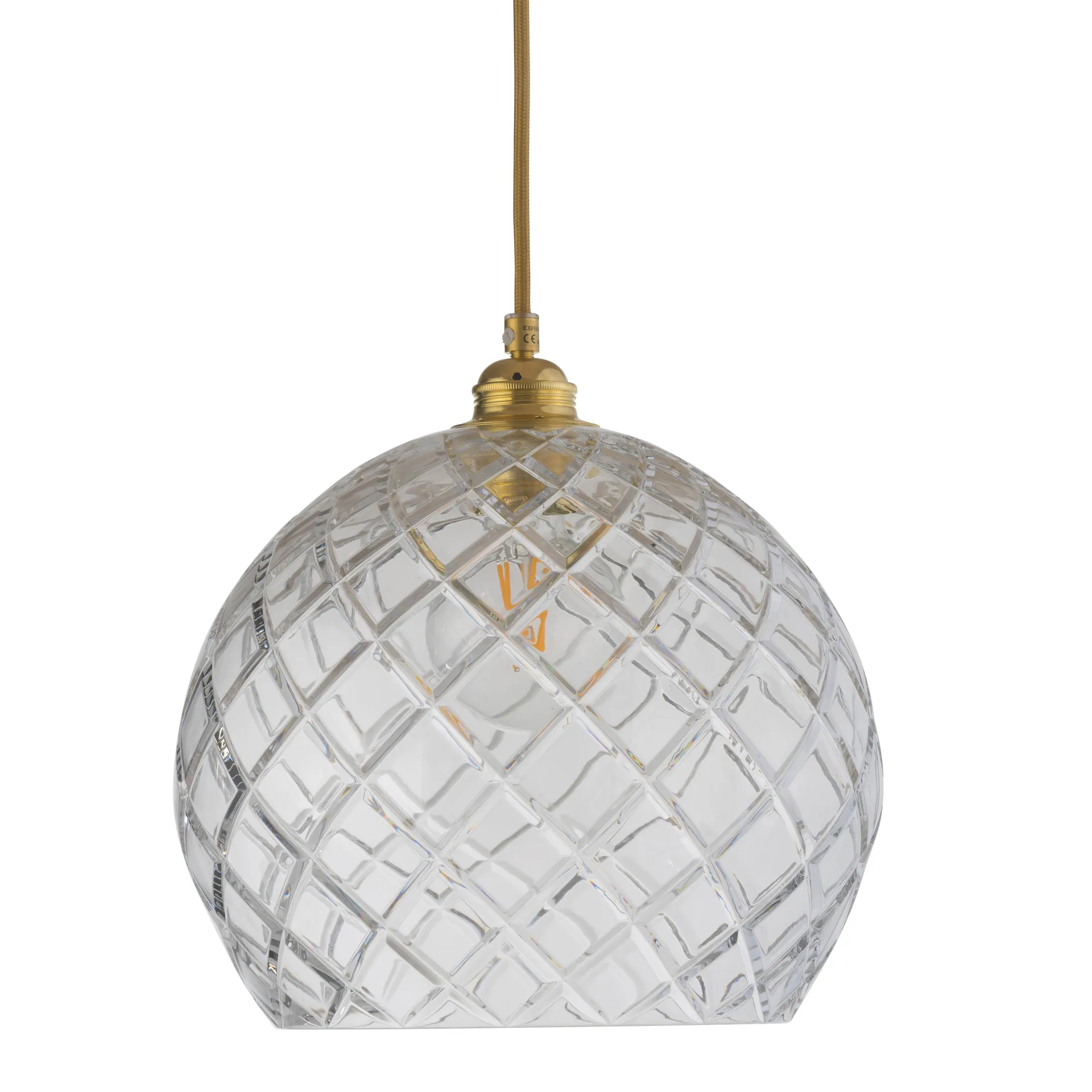 Rowan ceiling lamp Chrystal Ø 28 cm, medium + gold-coloured cord EBB & FLOW