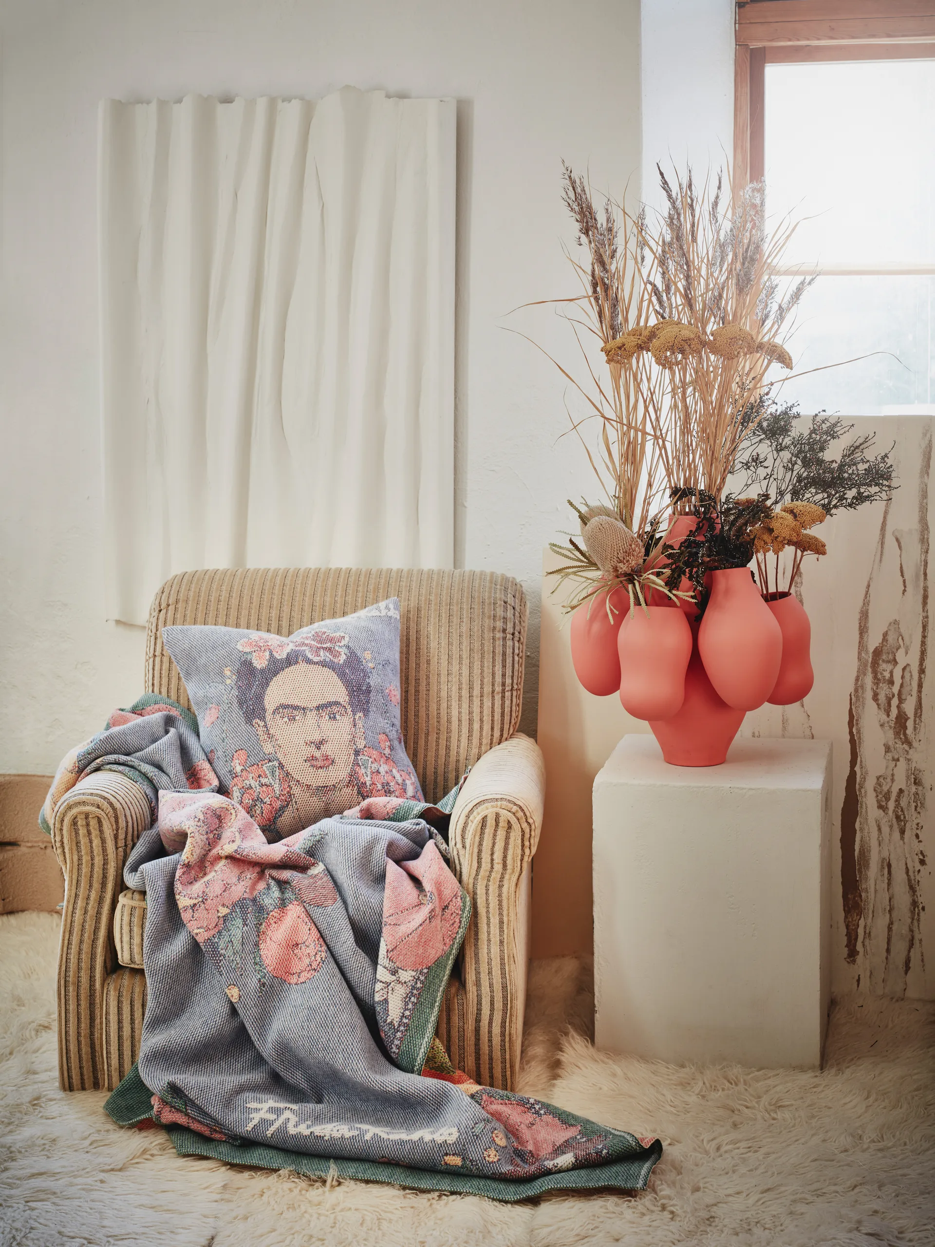 Frida Kahlo throw 140x170 cm, Vida Ekelund Linneväveri