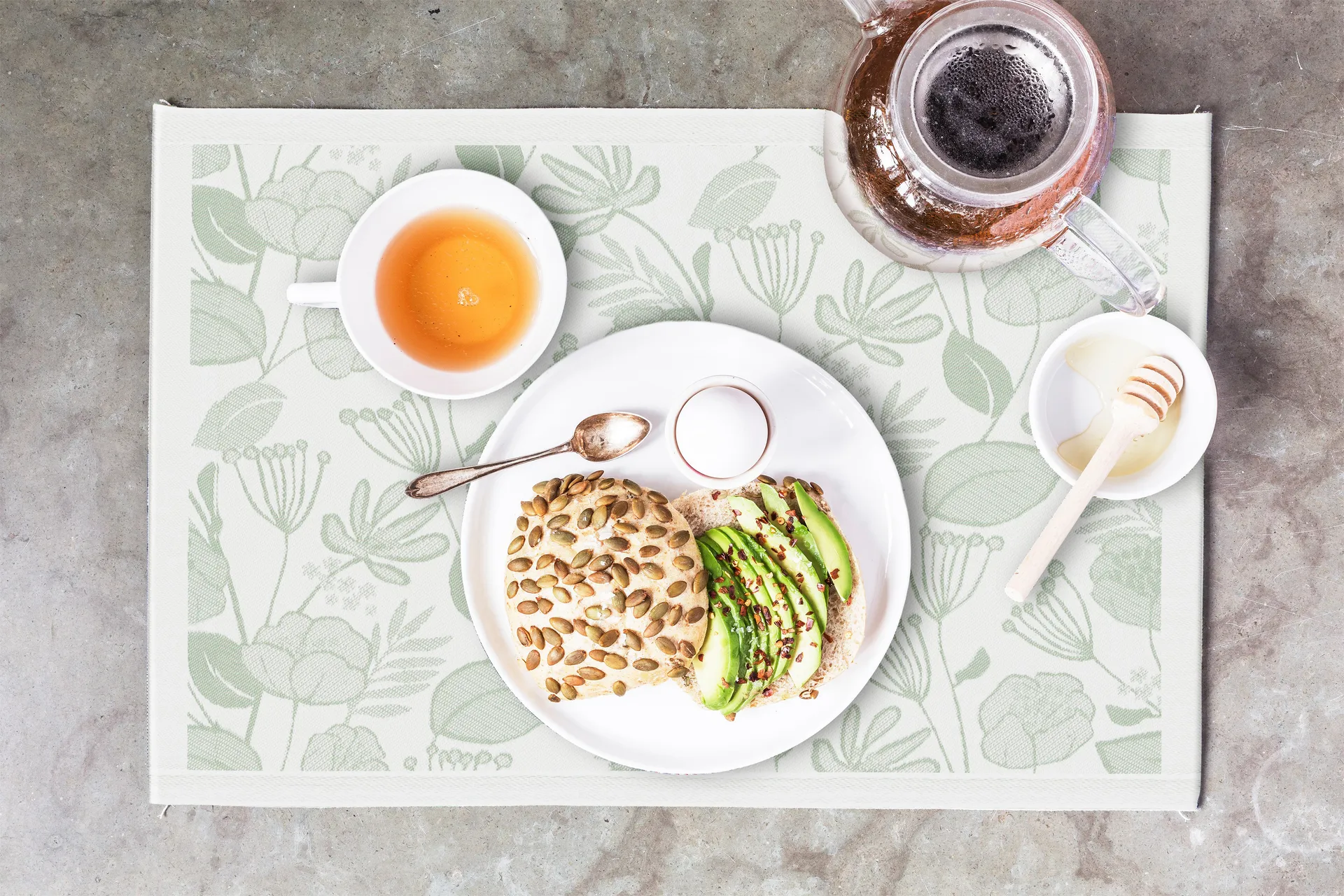 Grönska placemat 35x48 cm, Green-white Ekelund Linneväveri