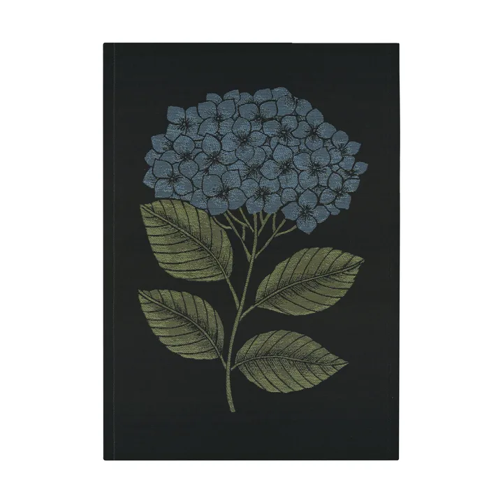 Hydrangea kitchen towel 48x70 cm - Black-blue - Ekelund Linneväveri