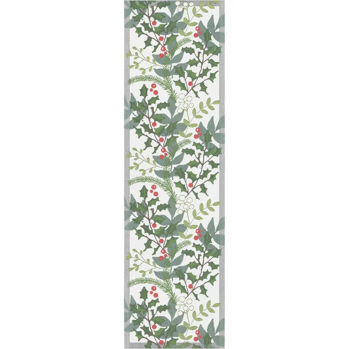 Julia table runner 35x120 cm - white-green - Ekelund Linneväveri