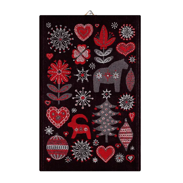 Julnatt kitchen towel, black Ekelund Linneväveri