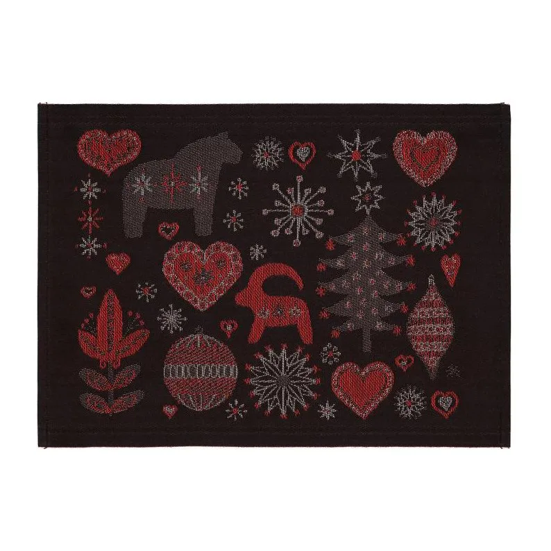 Julnatt placemat, black Ekelund Linneväveri