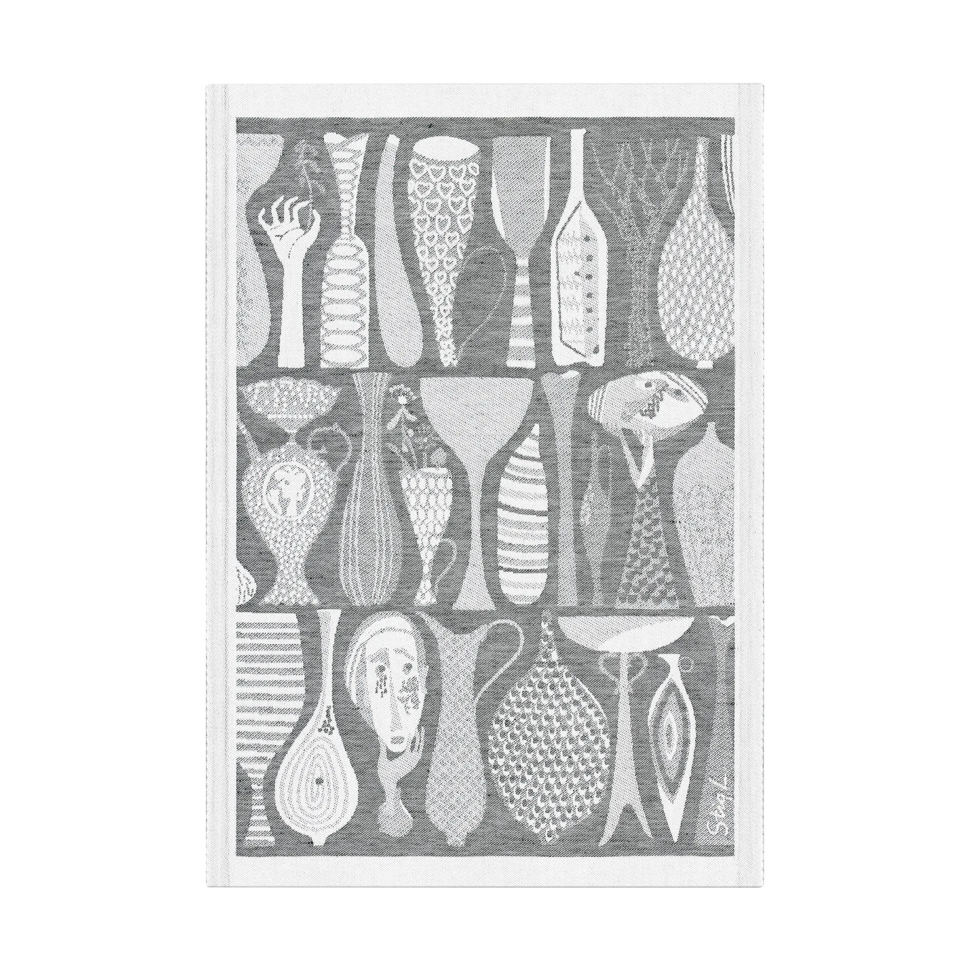 Pottery kitchen towel 35x50 cm, Black Ekelund Linneväveri