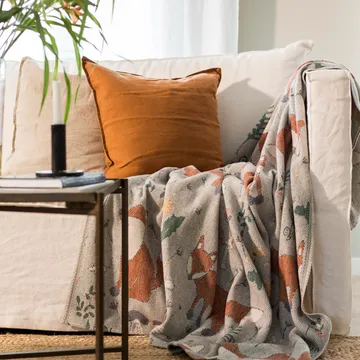 Rävar cotton throw 140x170 cm - multi - Ekelund Linneväveri